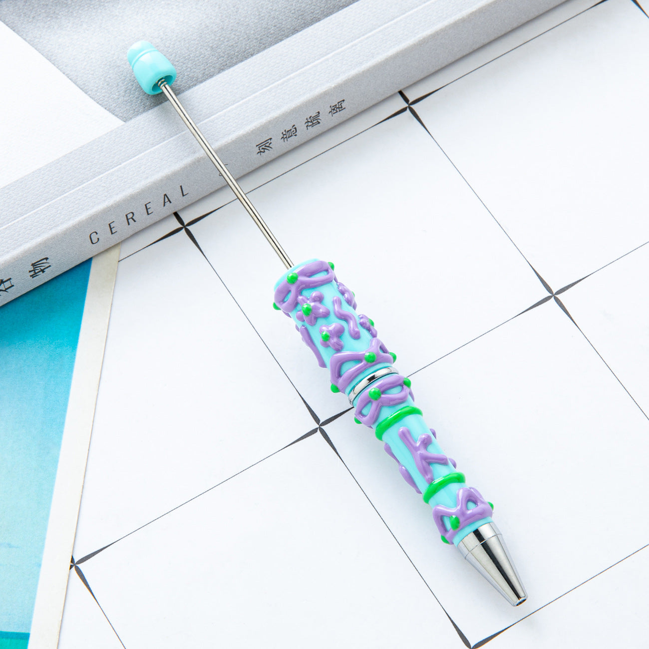 Wholesale Creative cream glue hand-painted beaded pen diy hand-painted oil ball point pen Macaron cream cute pen